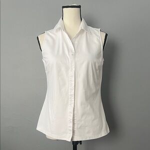 J. McLaughlin Classic White Sleeveless Button-Down Shirt